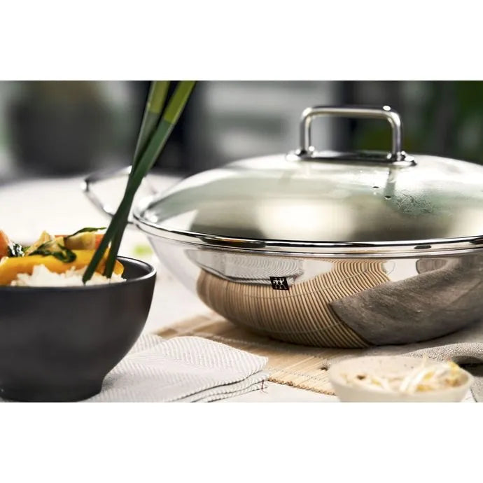 FRIGIDEIRA WOK SEM REVESTIMENTO E TAMPA DE VIDRO, 32CM