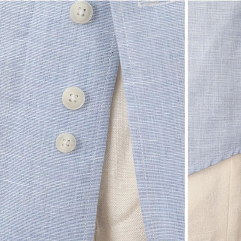 Camisa Social Masculina de Algodão e Linho - Azul Claro