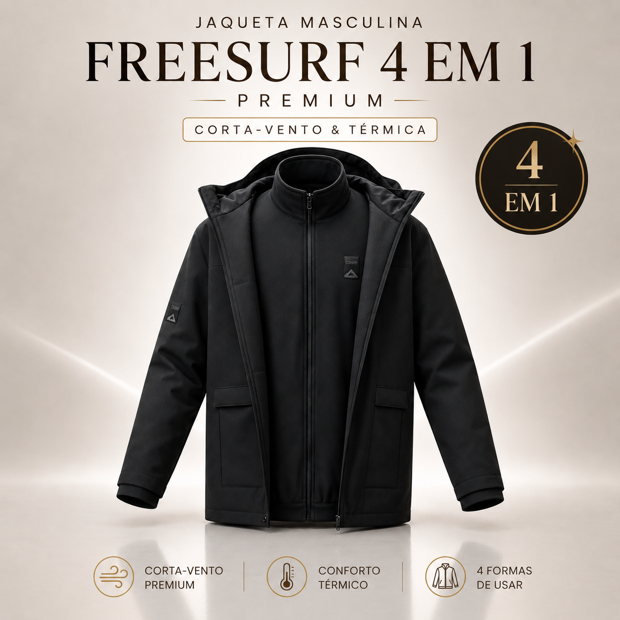 Jaqueta Masculina FreeSurf System 4 em 1