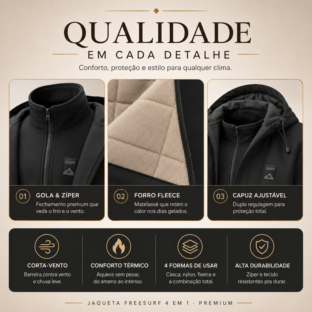 Jaqueta Masculina FreeSurf System 4 em 1