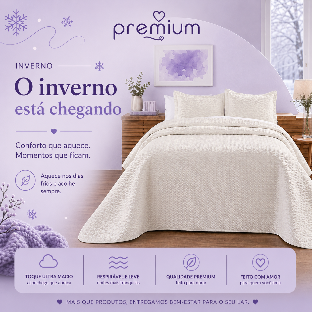 Kit de Colcha de Cama Branco