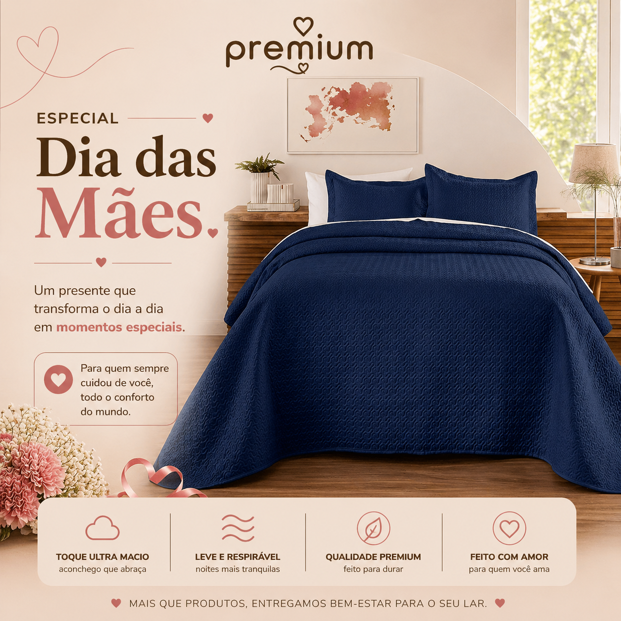 Kit de Colcha de Cama Azul