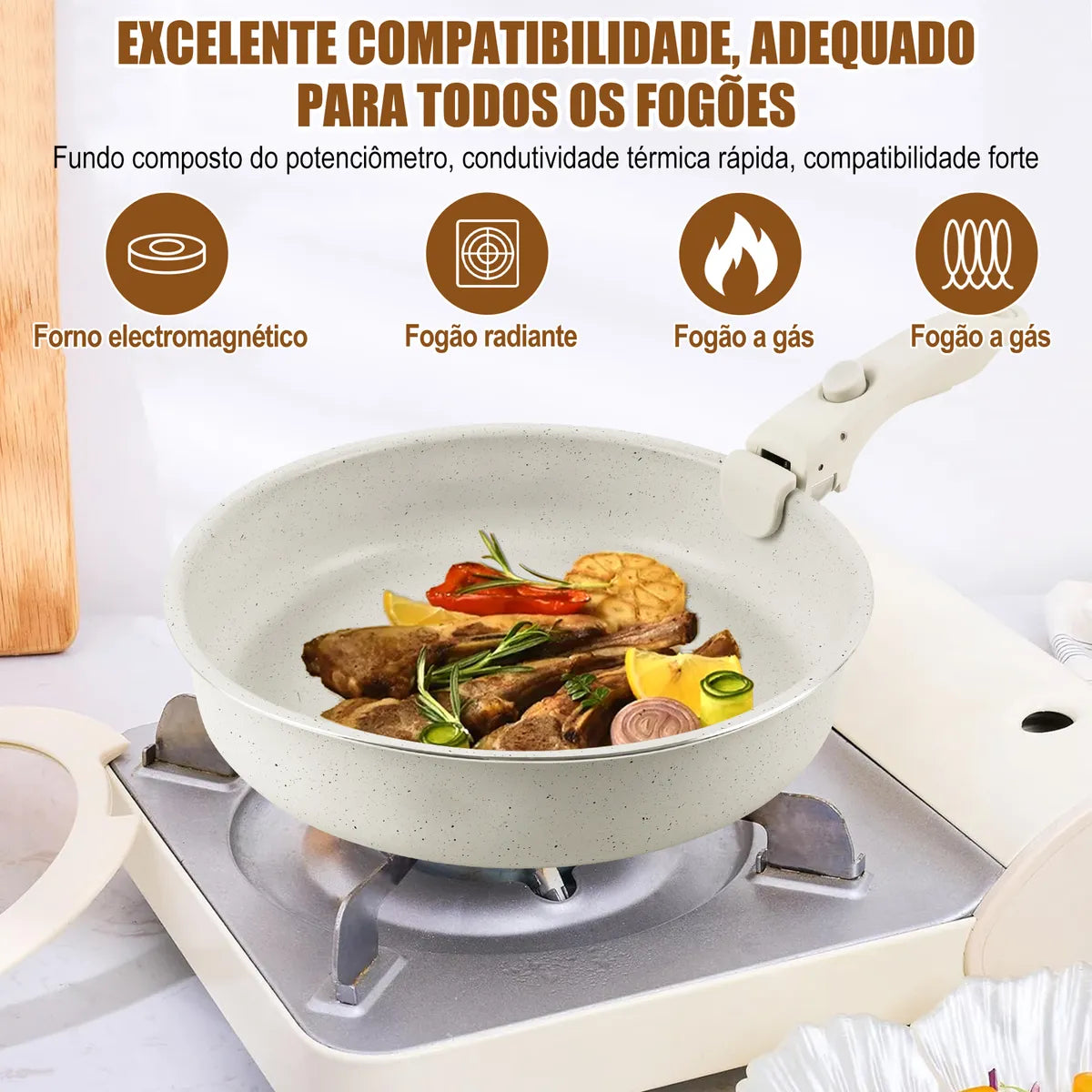 Kit Panelas Antiaderentes Premium com Cabo Removível – Edição Limitada
