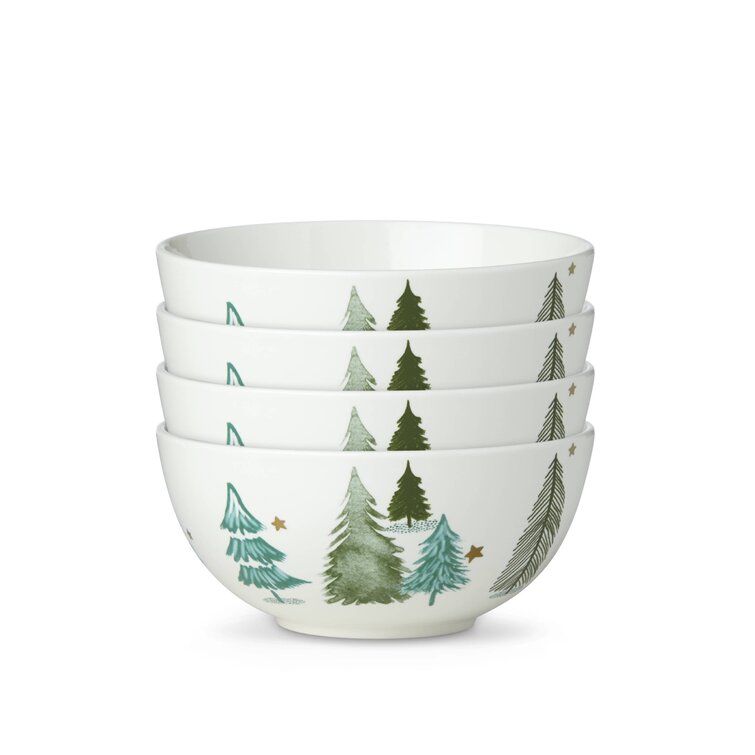Kit 04 Tigela de Porcelana - Estampa Árvore de Natal
