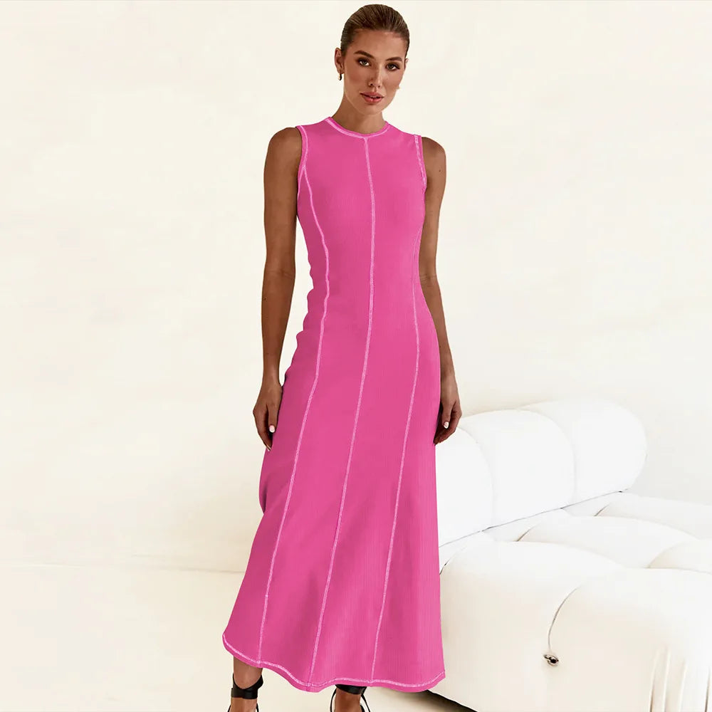 Vestido Midi de Malha Sem Mangas Eleganza
