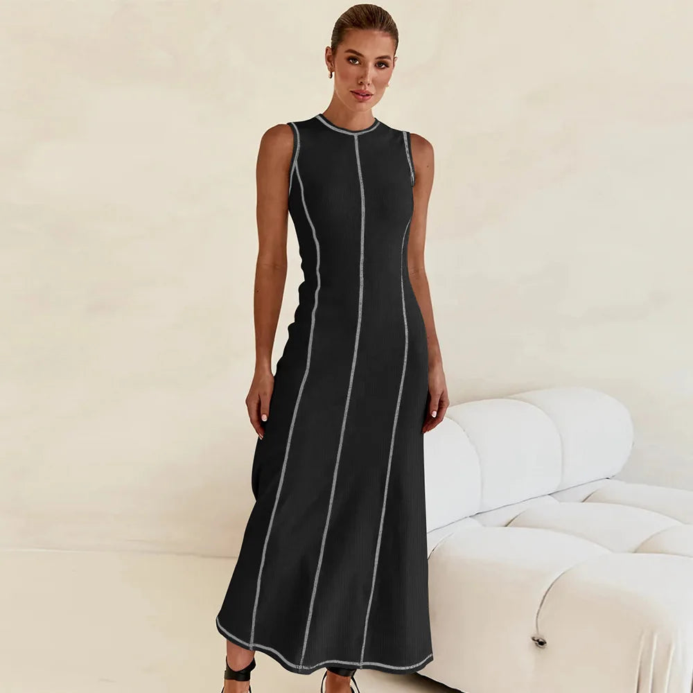 Vestido Midi de Malha Sem Mangas Eleganza