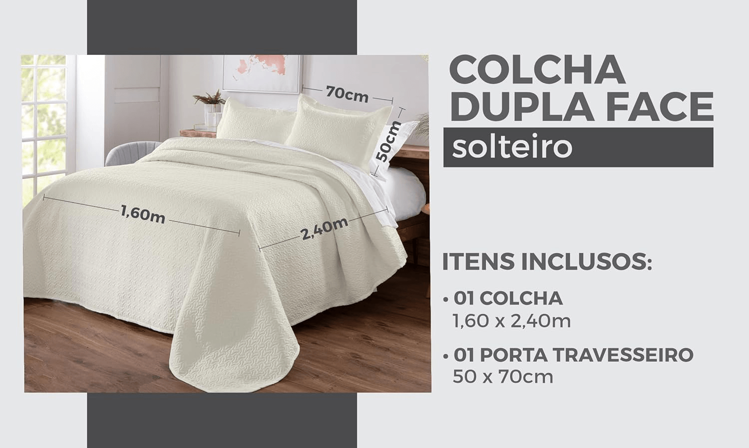 Kit de Colcha de Cama Branco