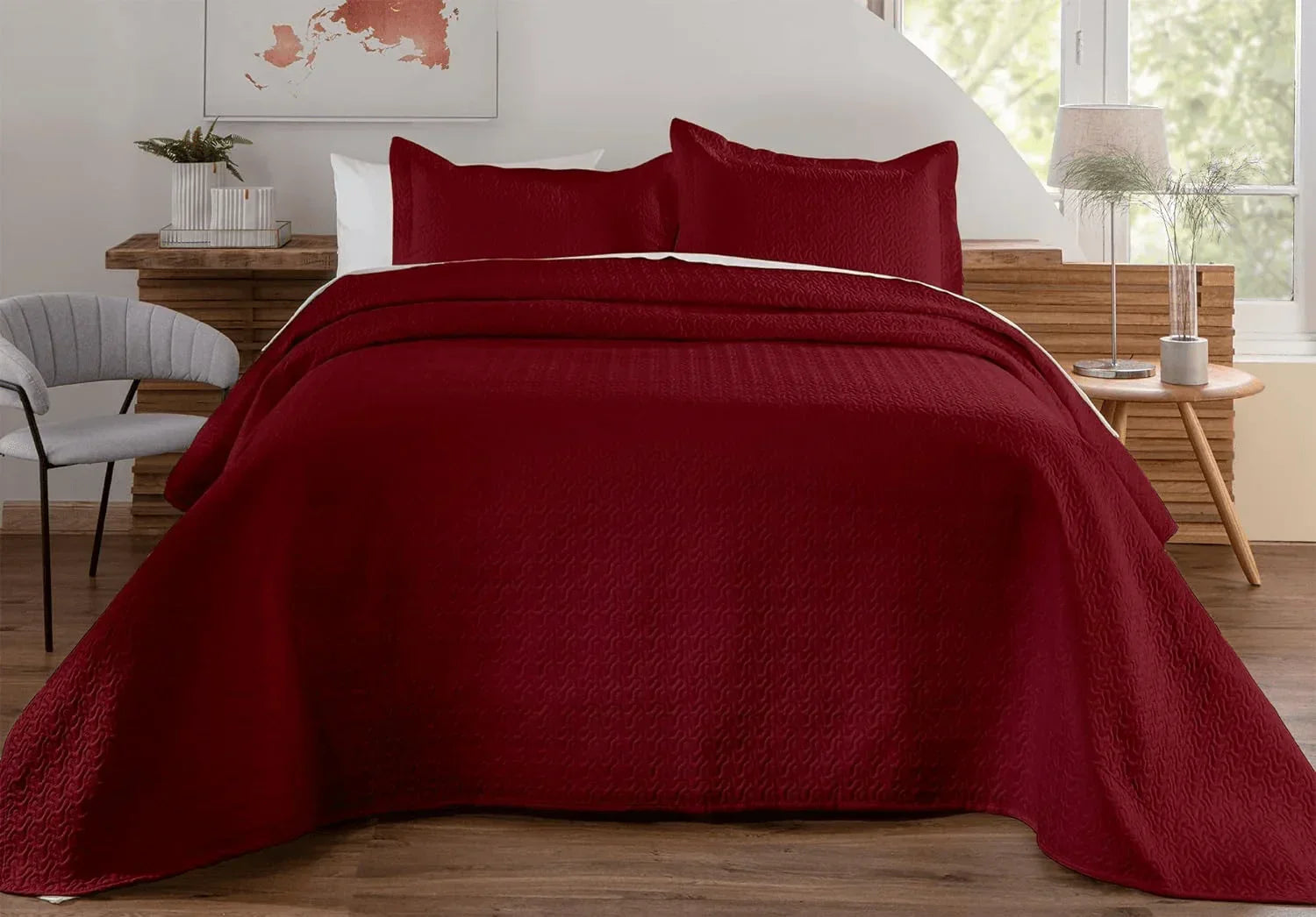 Kit Colcha de Cama Vinho Carpentino