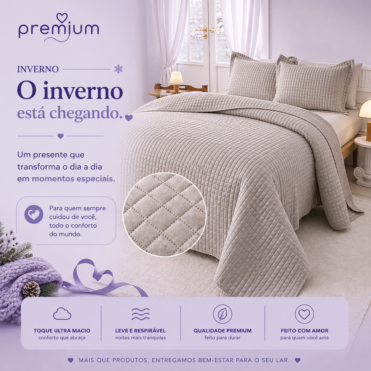 Kit de Colcha de Cama Bege