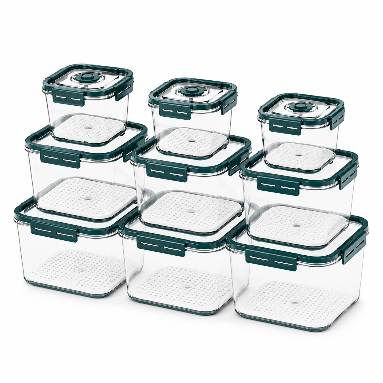 Kit 9 Potes Herméticos de Vidro — Geladeira Organizada e Alimentos Frescos por Mais Tempo