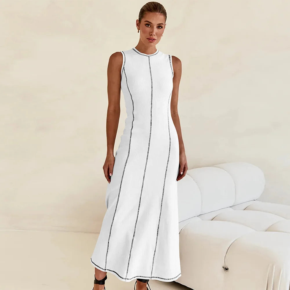 Vestido Midi de Malha Sem Mangas Eleganza